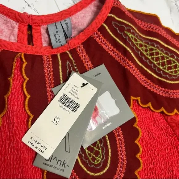 NWT Anthropologie Aliyana Collared Stretch Top Bl-nk Smocked SZ XS floral - Picture 4 of 7